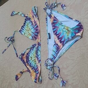 WOMENS LOVE THE JOURNEY TIE DIE BIKINI SWIM SUIT SIZE XS